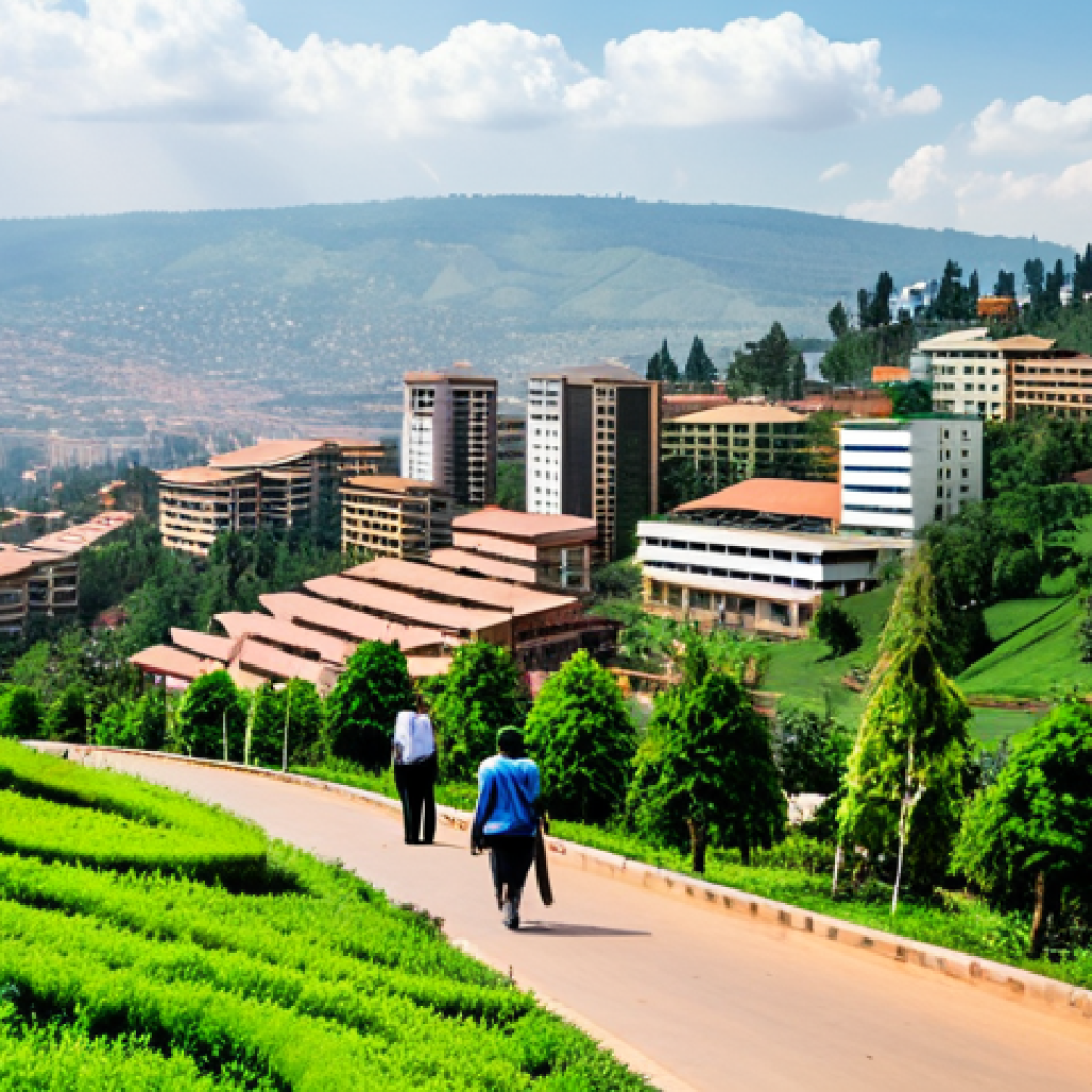 **Prompt:** "A panoramic view of Kigali, Rwanda, showcasing modern buildings alongside lush green hills, fully clothed people walking on clean streets, appropriate content, safe for work, perfect anatomy, natural proportions, professional urban photography, bright daylight, modest development."