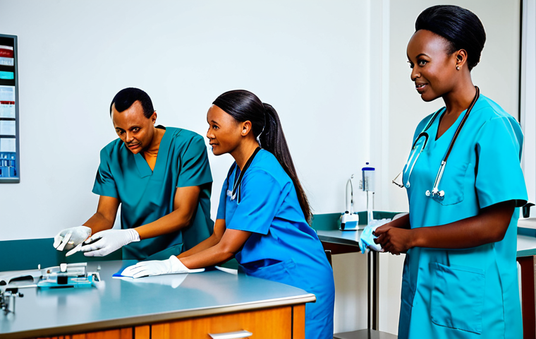 르완다와 미국의 관계 - Healthcare Partnership**
"A diverse group of medical professionals (doctors, nurses) working togeth...