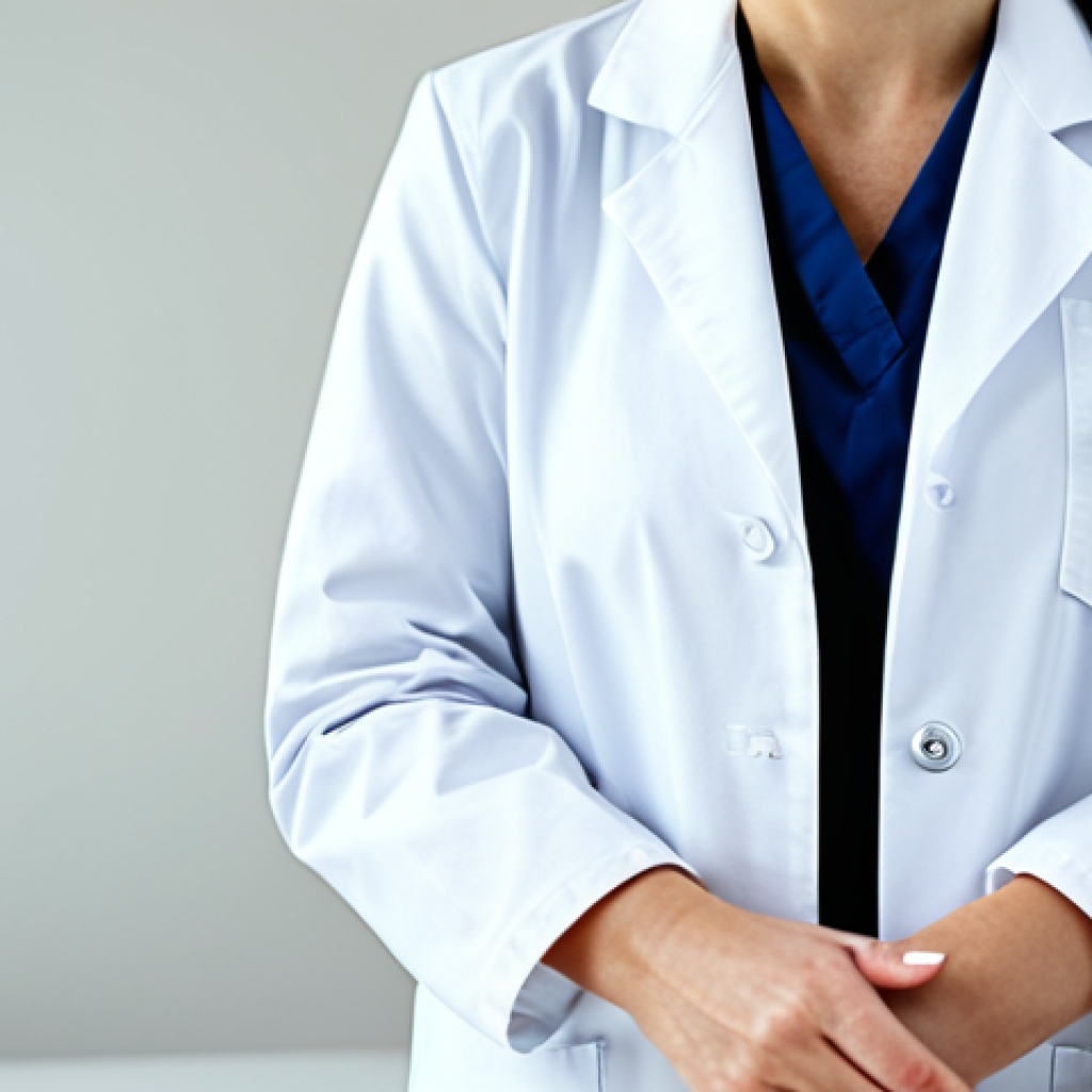 르완다 비자 발급 정보 - "A professional female doctor in a clean, modern hospital office, wearing a modest lab coat and stet...