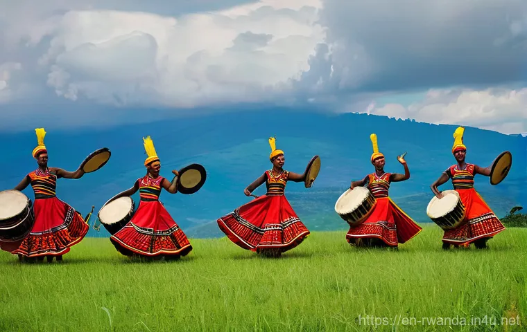 르완다의 전통 문화 체험 - **A Vibrant Intore Dance Performance in Rwanda**
Generate an image depicting a dynamic Intore da...