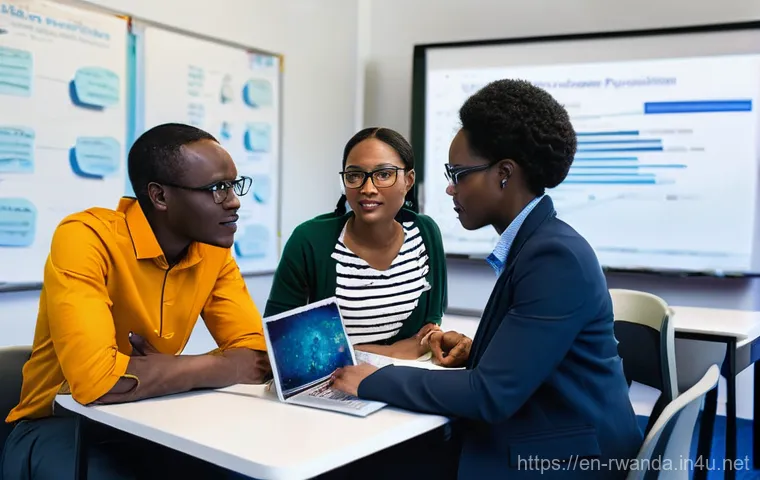 르완다 교육 정책 - **Prompt:** A vibrant, well-lit classroom in Rwanda, filled with diverse, smiling children aged 7-10...