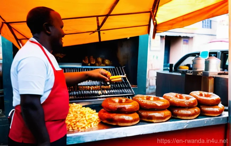 르완다의 전통 음식 레시피 - **Prompt:** A vibrant and bustling Rwandan market stall, overflowing with fresh, colorful produce. T... 르완다의 전통 음식 레시피 - **Prompt:** A vibrant and bustling Rwandan market stall, overflowing with fresh, colorful produce. T...