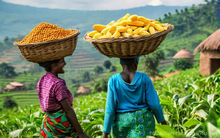 르완다 지역 주민 인터뷰 - **A Vibrant Rwandan Community Harvest**
    "A bustling, joyful scene in a rural Rwandan village dur...