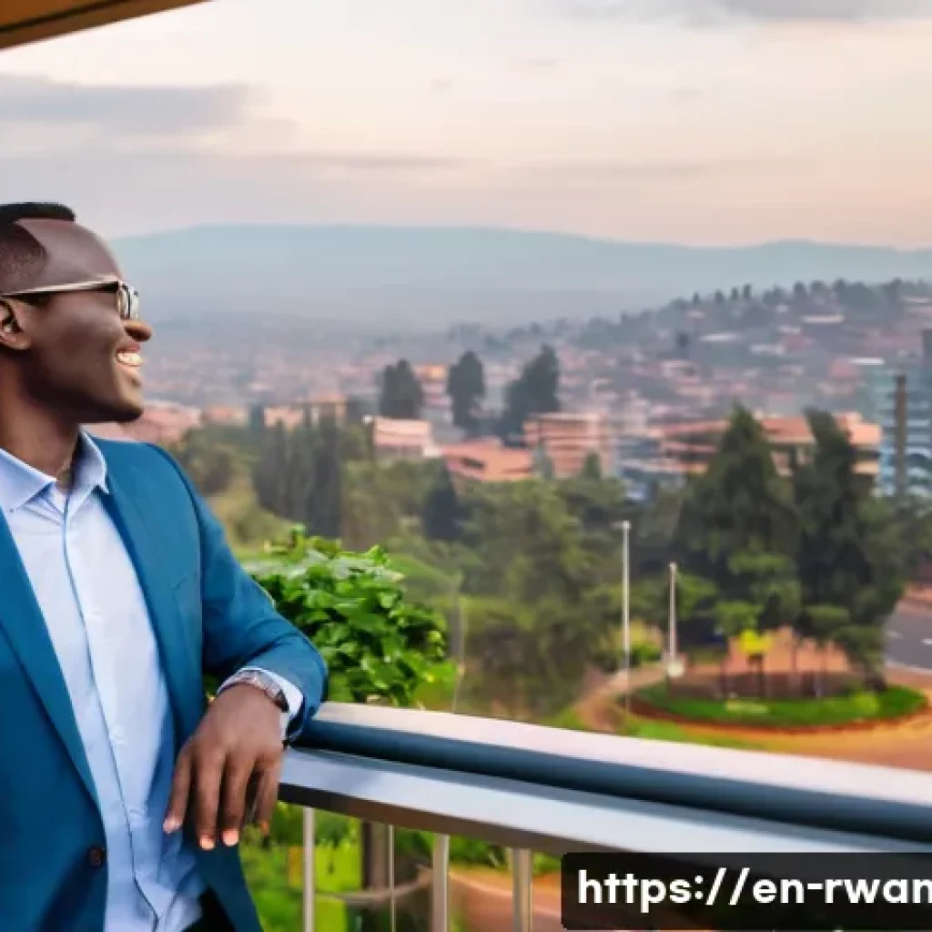 르완다의 비즈니스 허브 - **Prompt:** A bustling, futuristic cityscape of Kigali at dawn, showcasing a sleek, modern skyline w...