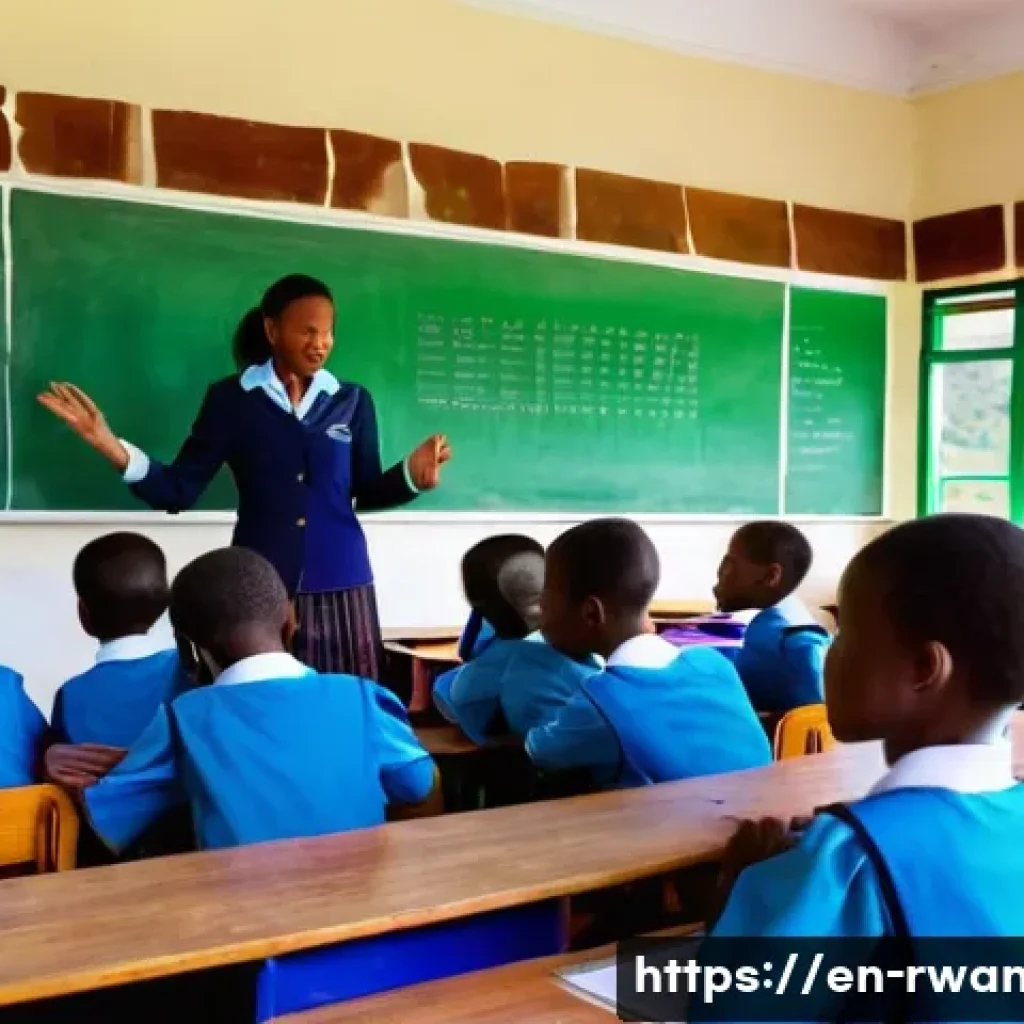 르완다의 주요 국제 학교 - A bright, modern international school classroom in Rwanda featuring a diverse group of students aged...