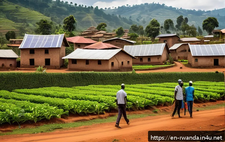 르완다와 아프리카 개발은행 - A vibrant Rwandan marketplace scene showcasing local entrepreneurs, including small-scale farmers an...