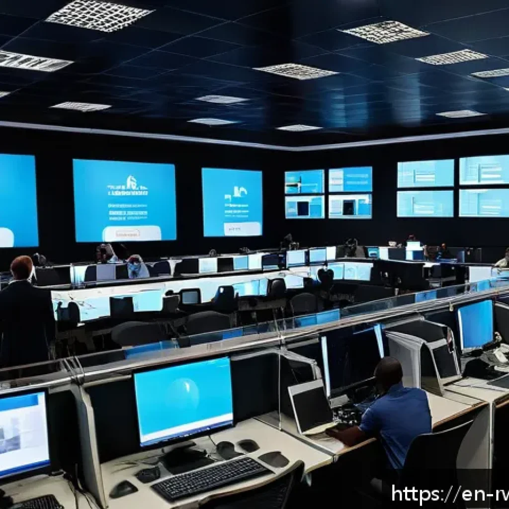 르완다의 주요 언론 매체 - A modern newsroom setting in Kigali, Rwanda, featuring a diverse group of independent journalists at...