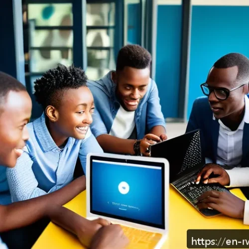 Home 32 르완다 국제 개발 프로젝트 - A vibrant modern tech hub in Kigali, Rwanda, bustling with diverse young entrepreneurs collaborating...