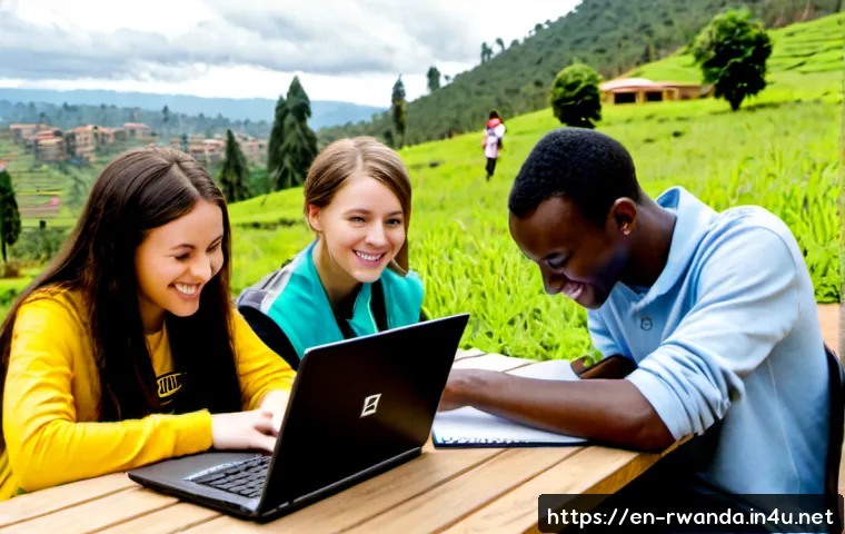 Home 17 르완다와 국제 교류 사례 - Photorealistic international education exchange in Kigali, Rwanda: Rwandan university students and d...