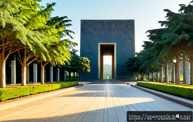 Home 17 르완다 국립 기념관 - Photorealistic exterior of Rwanda’s national memorial in Kigali, dignified modern stone architecture...